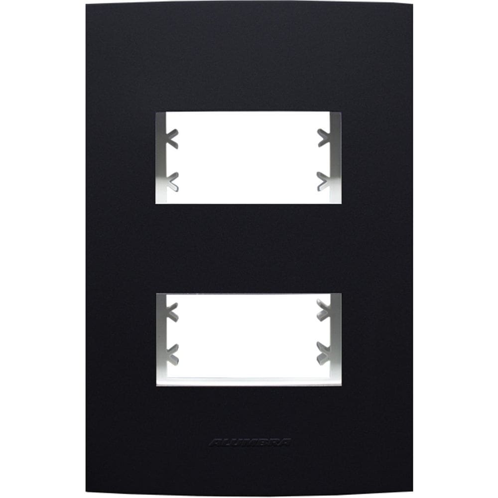 Placa 4X2 com Suporte Para 2 Módulos Distanciados Inova Pro Class Alumbra Preto Ébano