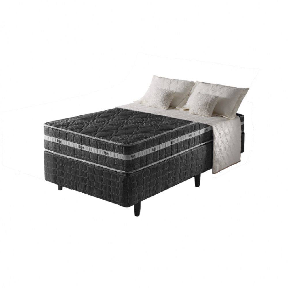Cama Box Solteiro Preto + Colchão Ortopédico Espuma D45 Extra Firme Brooklyn 88x188x62cm