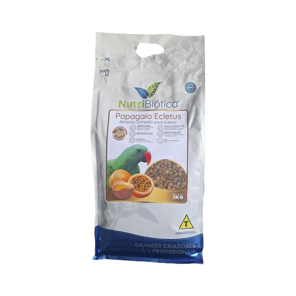 Ração Nutribiótica Extrusado Papagaio Ecletus Natural Sp 3Kg
