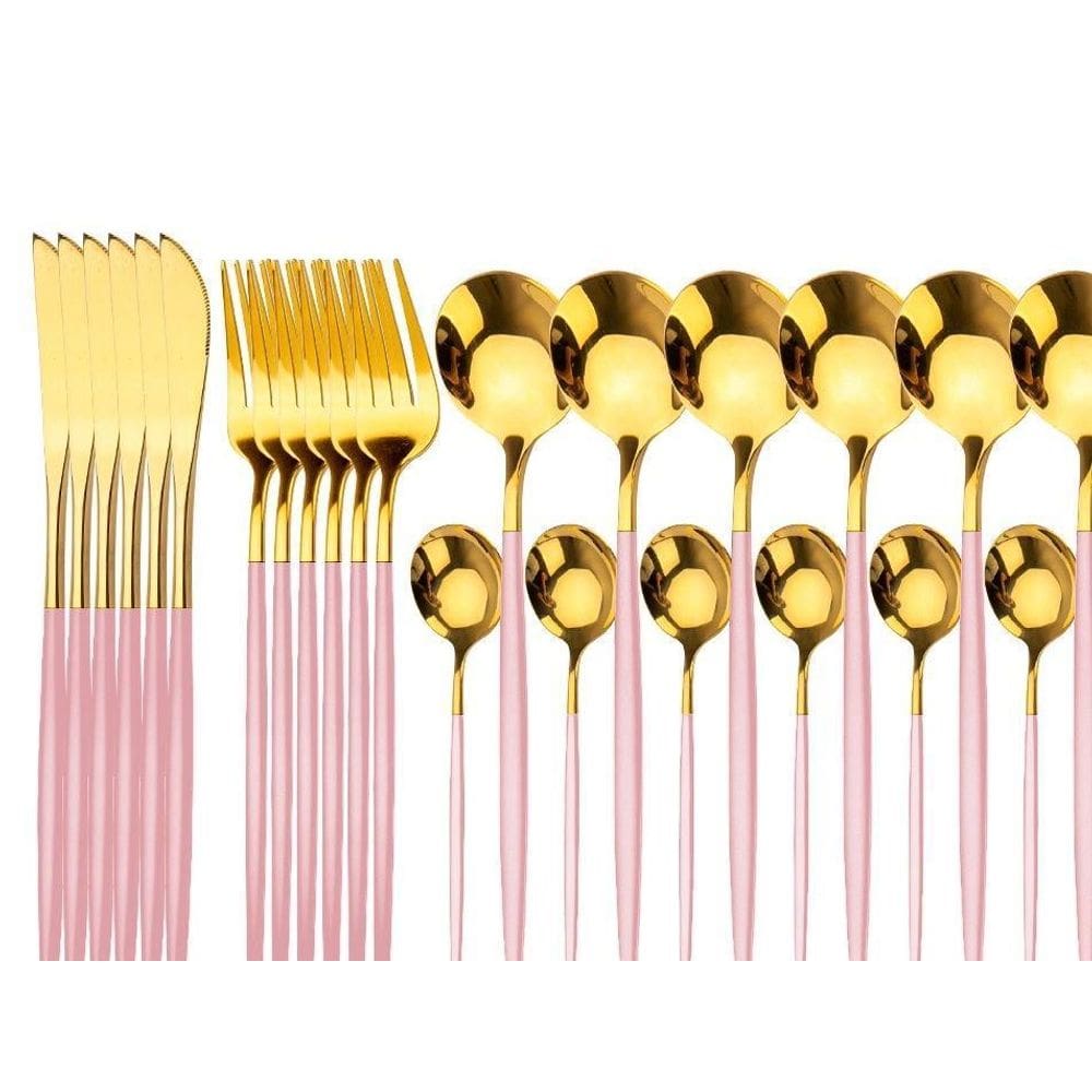 Faqueiro Slim 24 Peças Banho - Rosa