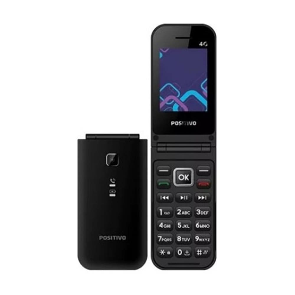 Celular Positivo P51 Flip 4g Dual Chip, Botão SOS, Tela 2.4"