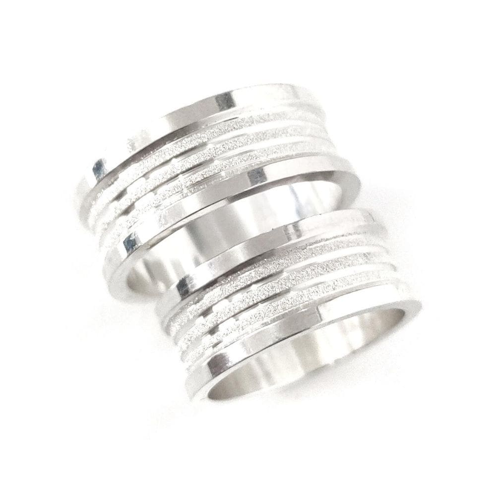 Par Aliança Namoro 8Mm Prata 950 Carretel Chanfrada