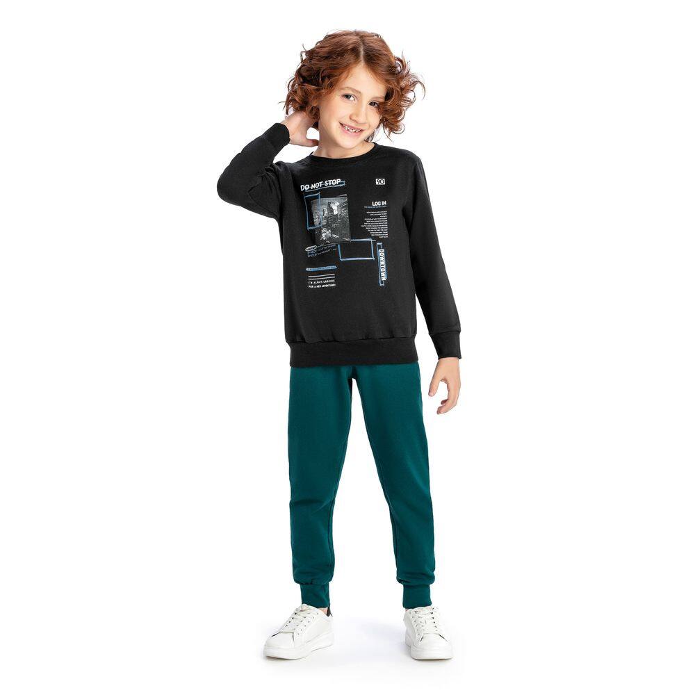 Conjunto Elian Moletom Urban Preto Cód: 574