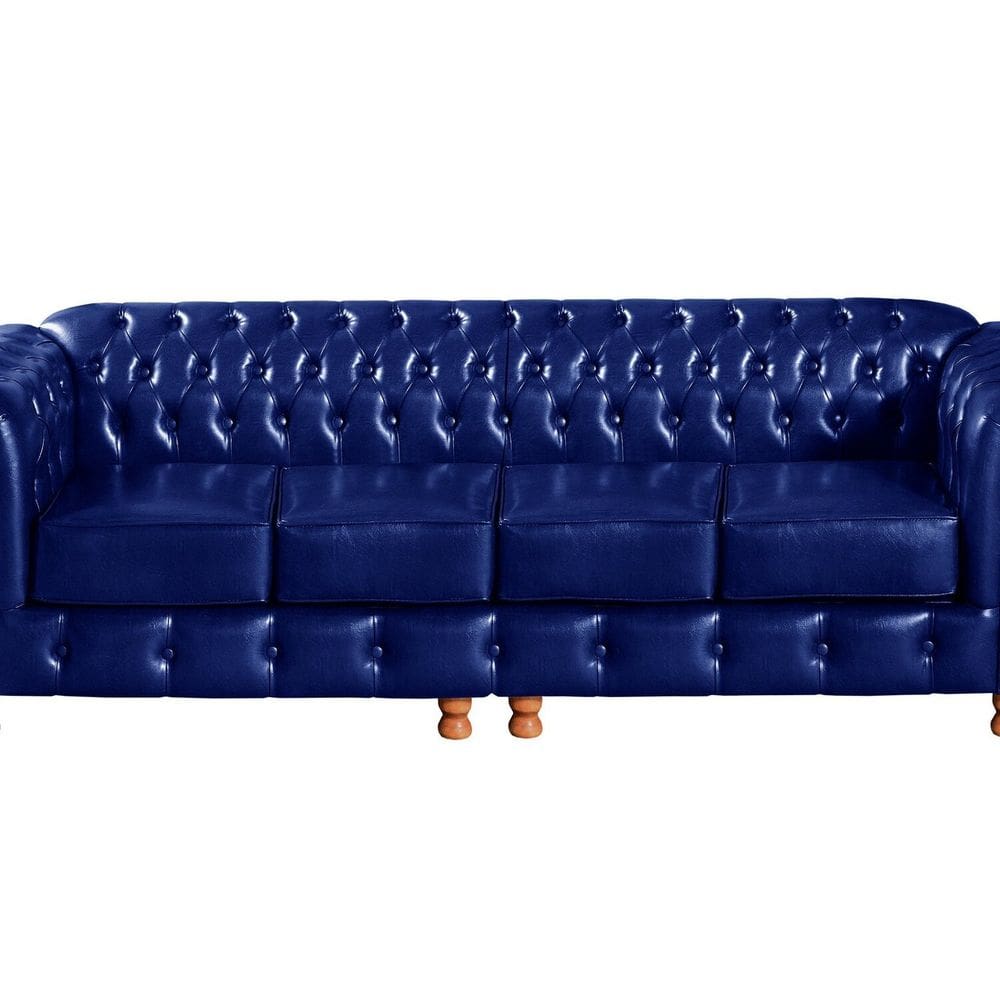 Sofá 4 Lugares Bipartido Luis Xv Decoração Retrô Sala Azul