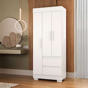guarda-roupa solteiro maya 3 pt 2 gv branco 75 cm