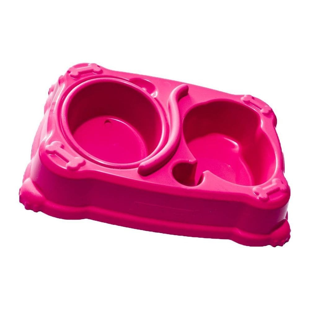 Comedouro E Bebedouro Duplo Prime Rosa 570Ml Pet Au Jel