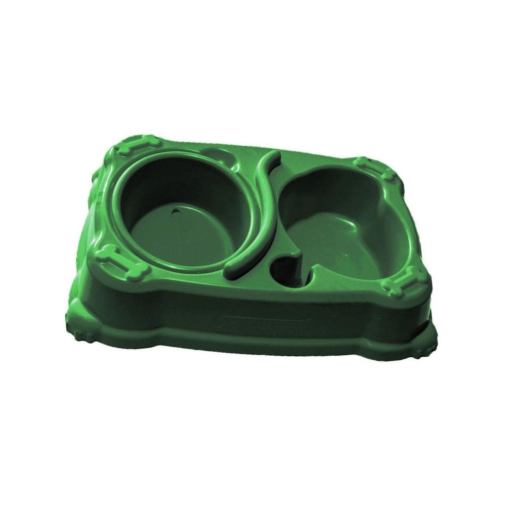 Comedouro E Bebedouro Duplo Prime Verde 1000Ml Pet Au Jel