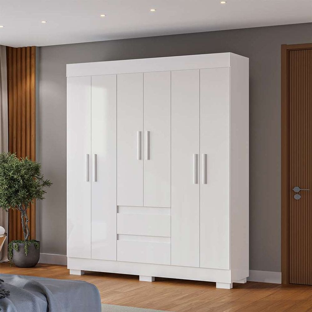 guarda-roupa casal maya 6 pt 2 gv branco 149 cm