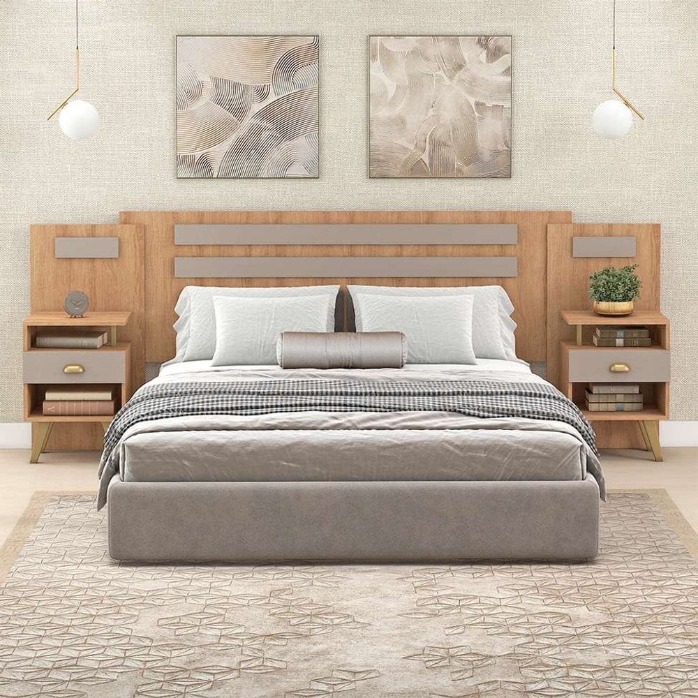 conjunto de cabeceira casal com 2 mesas de apoio duna 2 gv  e