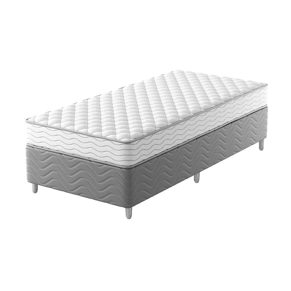 cama box com colchão solteirão howie espuma d45 (17x96x203) branco e cinza