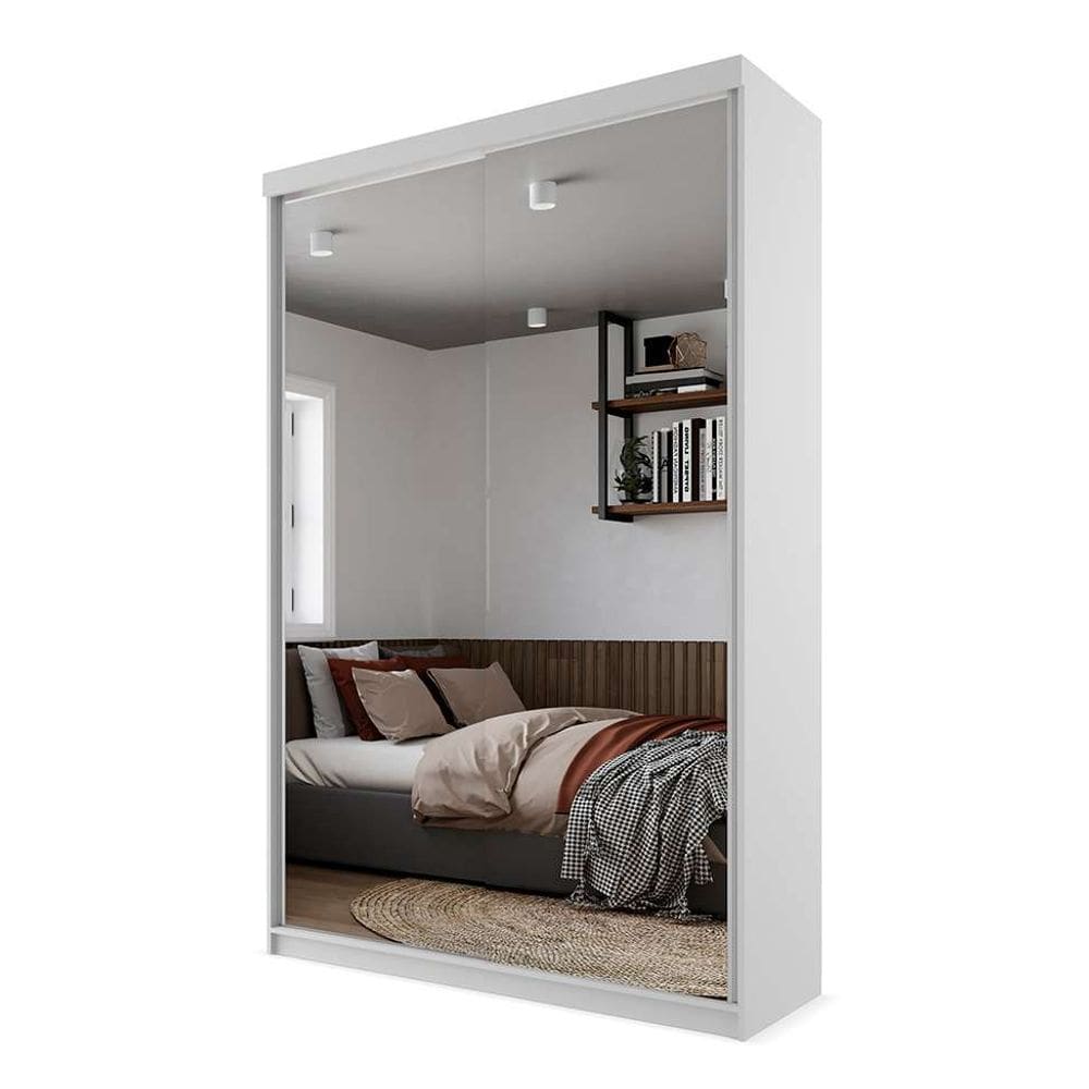 guarda-roupa solteiro com 2 espelhos geneve 2 pt 2 gv branco