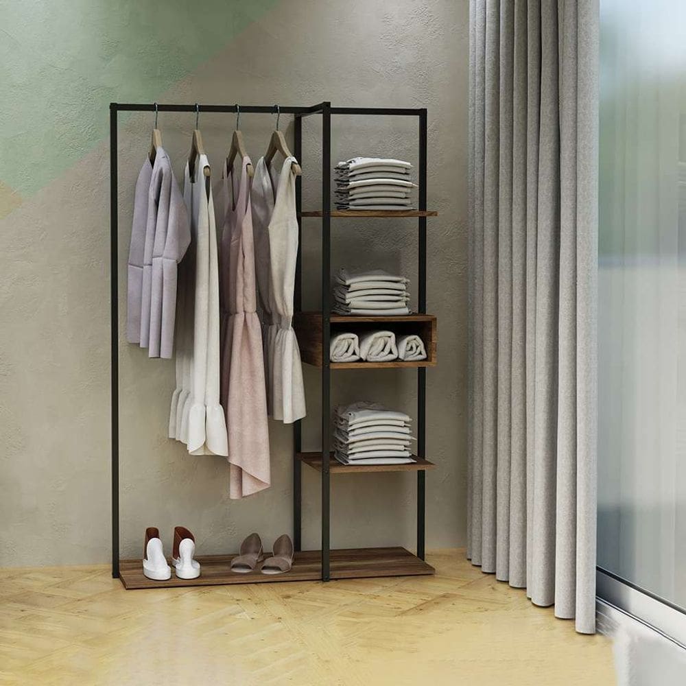 guard-roupa closet industrial urbnflex preto e 104 cm