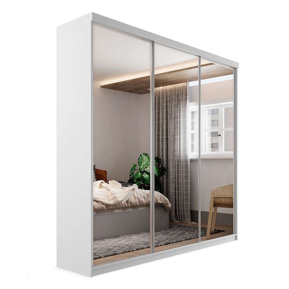 guarda-roupa casal com 3 espelhos geneve 3 pt 4 gv branco