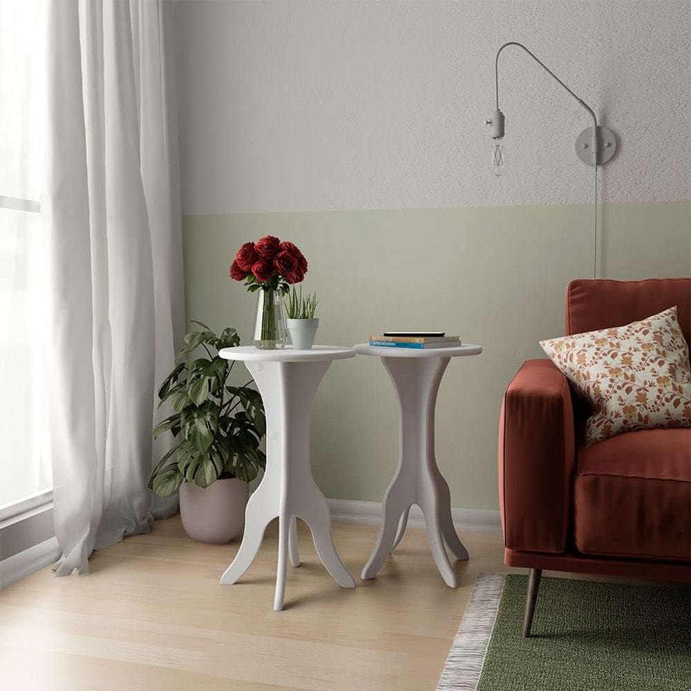 conjunto com 2 mesas laterais kin branco