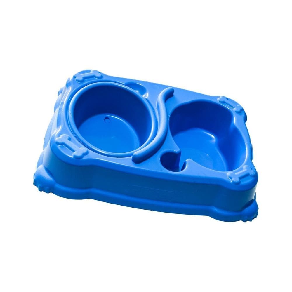 Comedouro E Bebedouro Duplo Prime Azul 570Ml Pet Au Jel