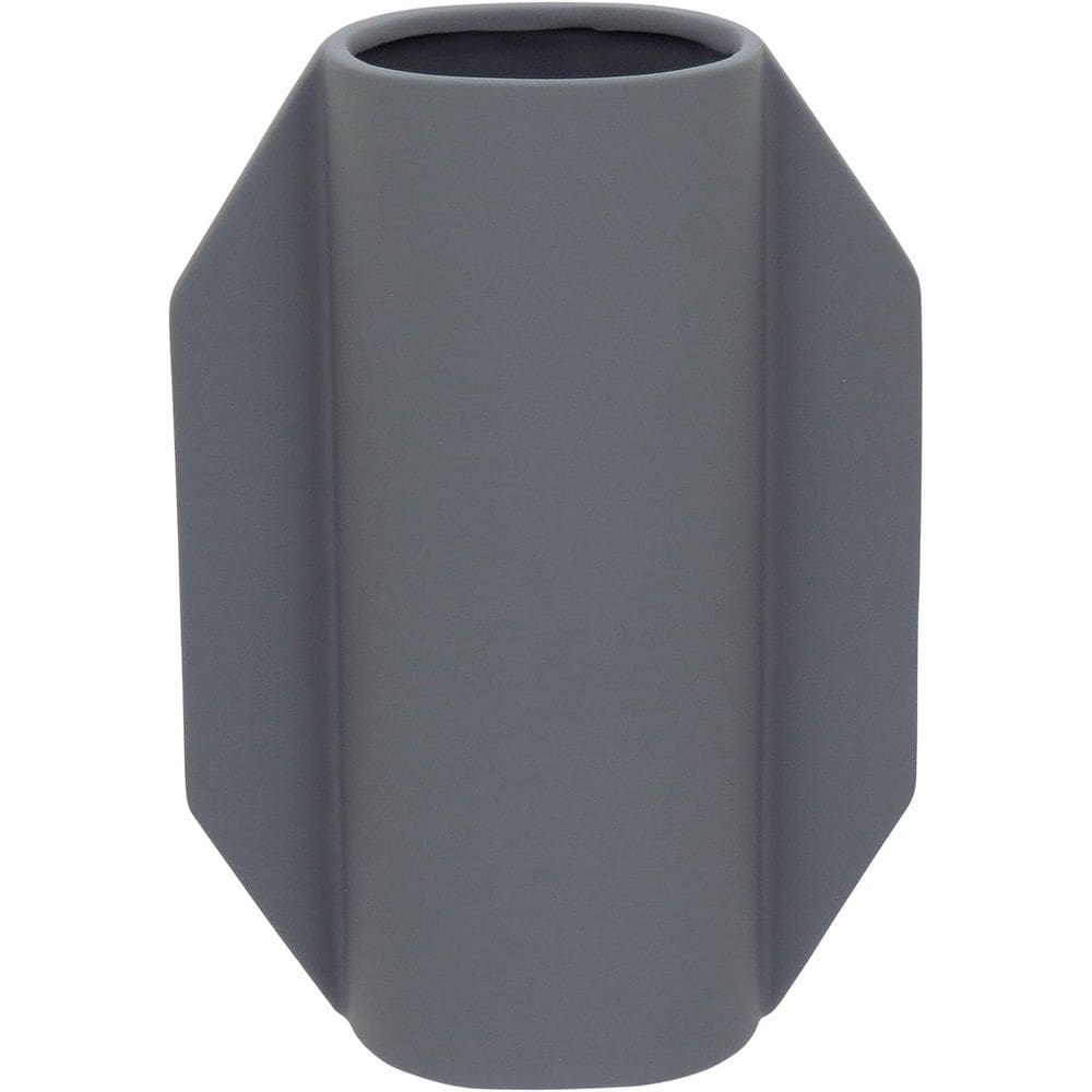 Vaso Decorativo Enfeite Casa Cerâmica 23x17x17cm Cinza