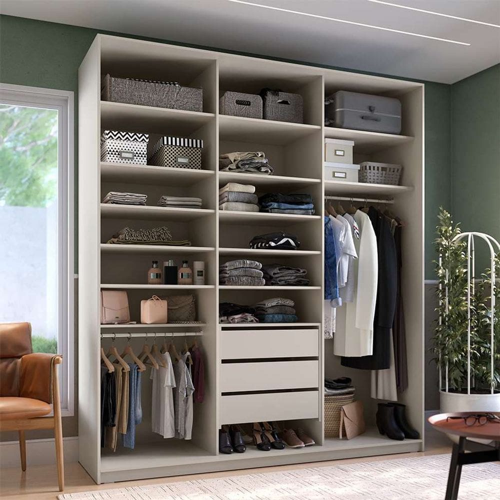 guarda-roupa closet sion 3 gv bege 209 cm