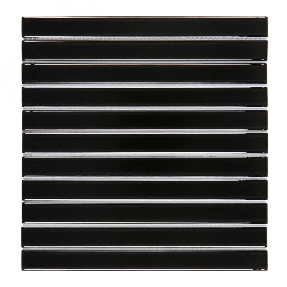 Pastilha de Vidro Lisa 30cmx 30,9cm Filetto Glass Mosaic Placas Preta