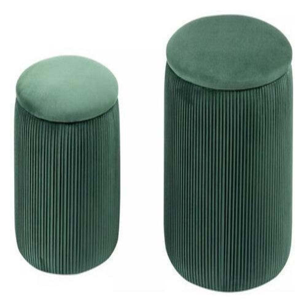 Conjunto 2 Puff Tecido 36X35Cm E 44X42Cm Até 100Kg - Verde