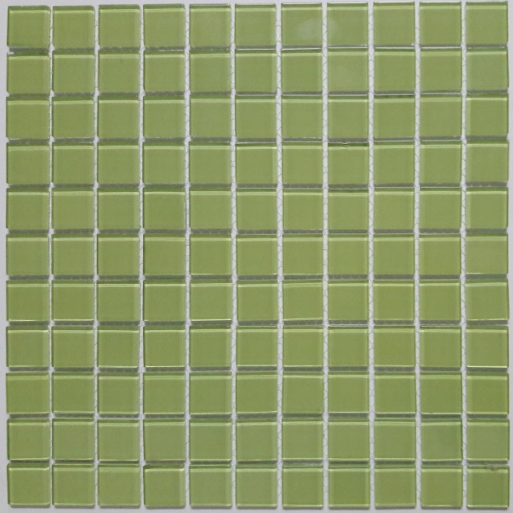 Pastilha de Vidro Quadrados de 2,5cm Cristal Glass Mosaic 30cmx30cm Placas Verde