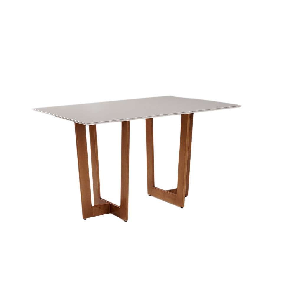 mesa de jantar retangular com tampo de vidro off white badem 160 cm
