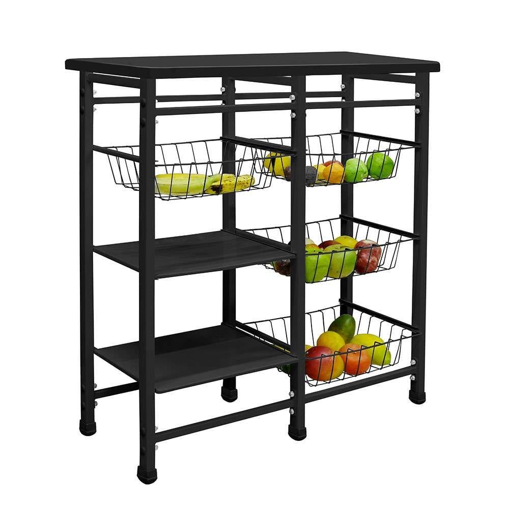 fruteira para forno gênova 4 cestos preta