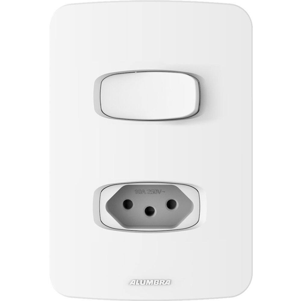 Conjunto Interruptor simples + 1 Tomada 20A Gracia Alumbra Branco