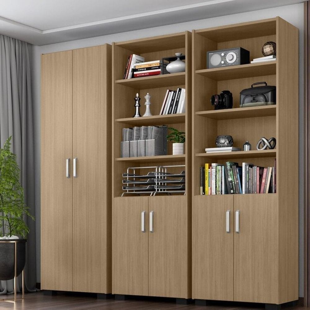 Armário para Escritório 3 Peças com 6 Portas Espresso Móveis Freijó