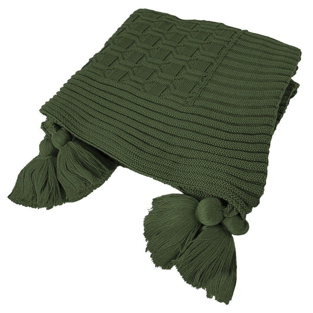 Manta Peseira de Tricot 90x180 Cm com Tassel -diamond Verde Militar