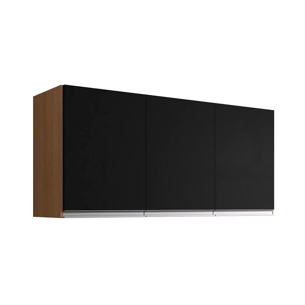 Armário de Cozinha Aéreo Andréia 120cm Amêndoa/Preto - AJL Móveis