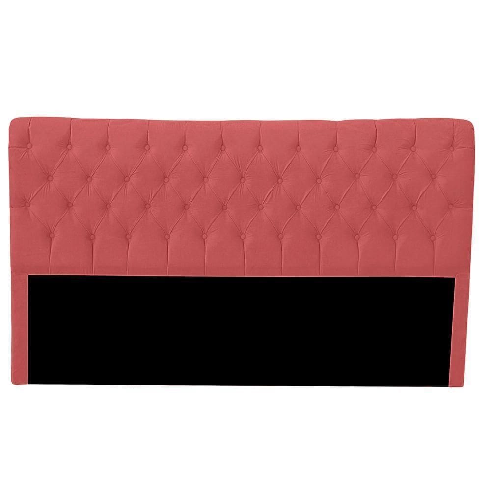 Cabeceira Casal Estofada Para Cama Box Glass Veludo Cor Rose