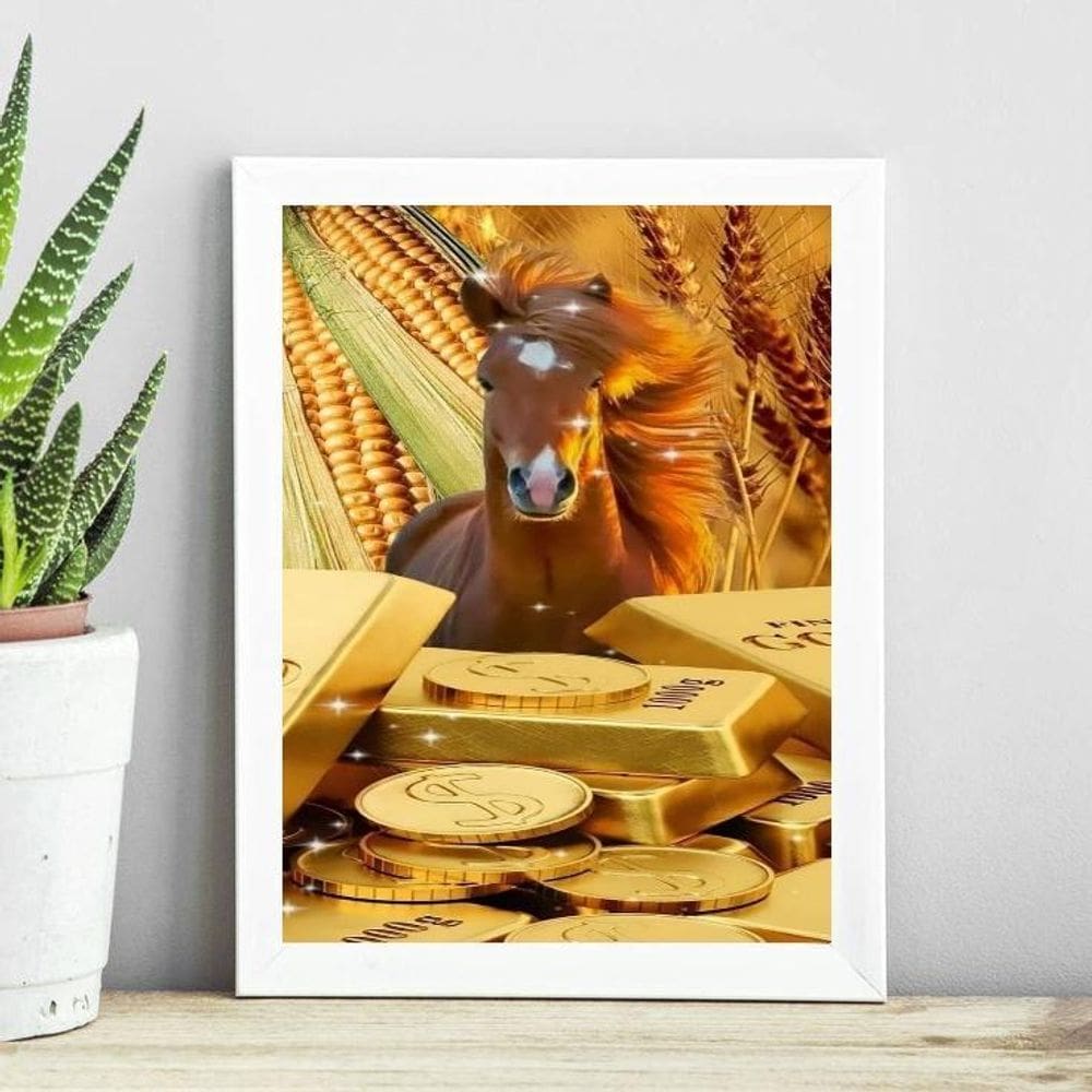 Quadro Arquétipo Cavalo Barras De Ouro 33X24Cm