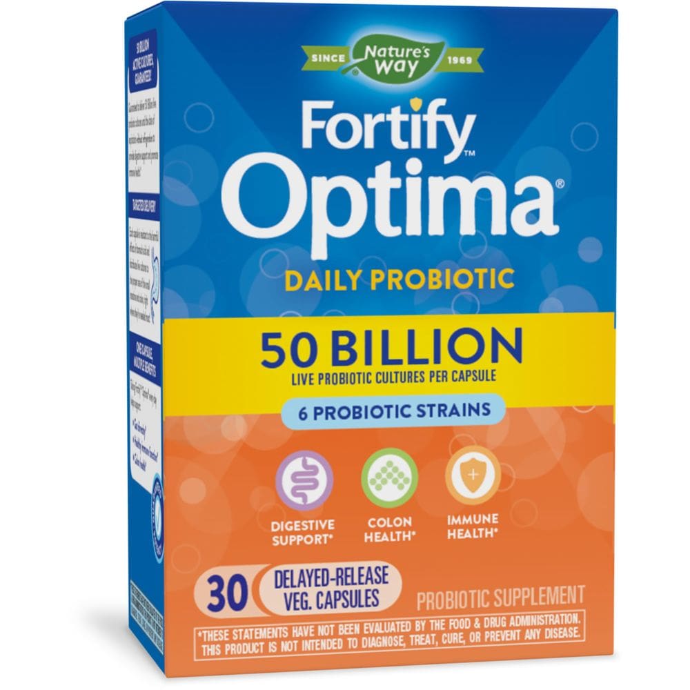 Nature`s Way Fortifica Optima 50 bilhões diários 6 cepas probióticas, 30 contagem