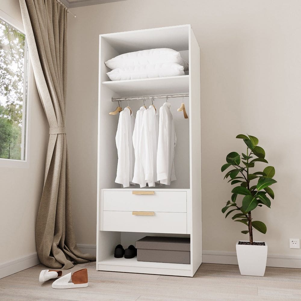 Guarda-roupa Modular 80cm sem Portas com Gaveteiro Jade Cabecasa Madeiramadeira Branco