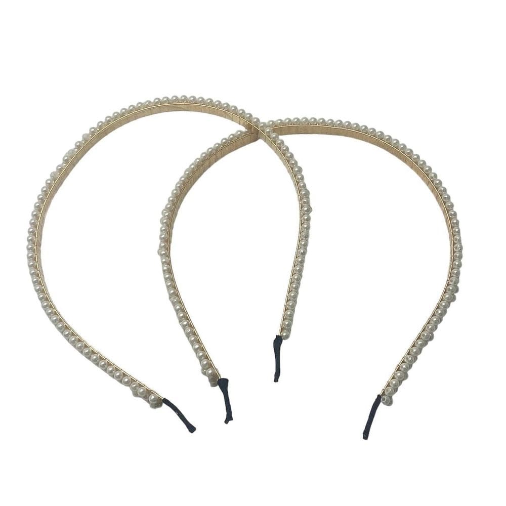 Kit 4 Un Arco Tiara Pérola Acessório Para Penteados 14Cm