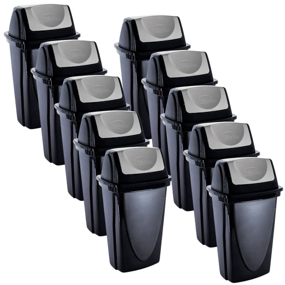 Lixeira basculante 7,2 litros preto com 10 unidades Plasutil ref.3485