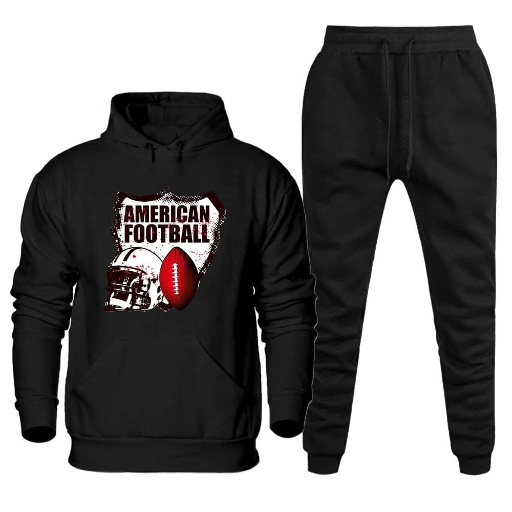 Conjunto Moletom Plus Size Estampa Futebol Americano Calça Ajustavel Confortavel Tamanho Grande