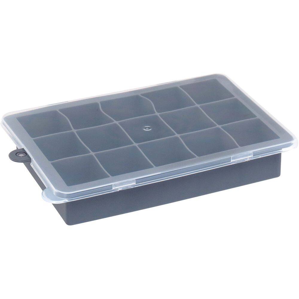 FORMA DE GELO COM TAMPA SILICONE 3x12x19cm CINZA