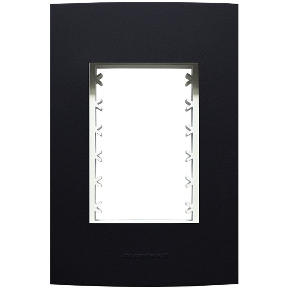 Placa 4X2 com Suporte Para 3 Módulos Inova Pro Class Alumbra Preto Ébano