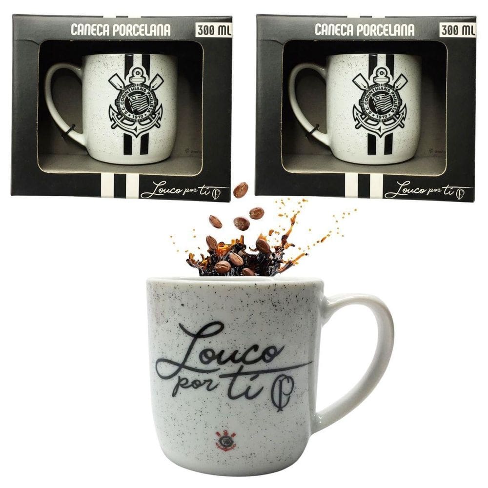 Kit 2Un Caneca Xicara Porcelana Branca Premium 300Ml Café