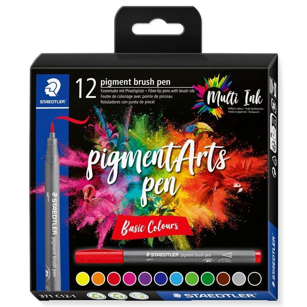 Kit Caneta Pigment Brush Pen 12Und Basic Colours Staedtler