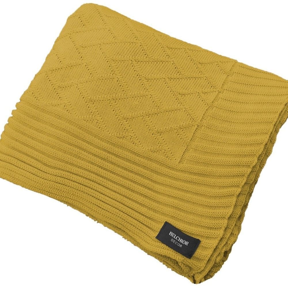 Manta Peseira de Tricot 90x180 Cm Link Amarelo Acafrao