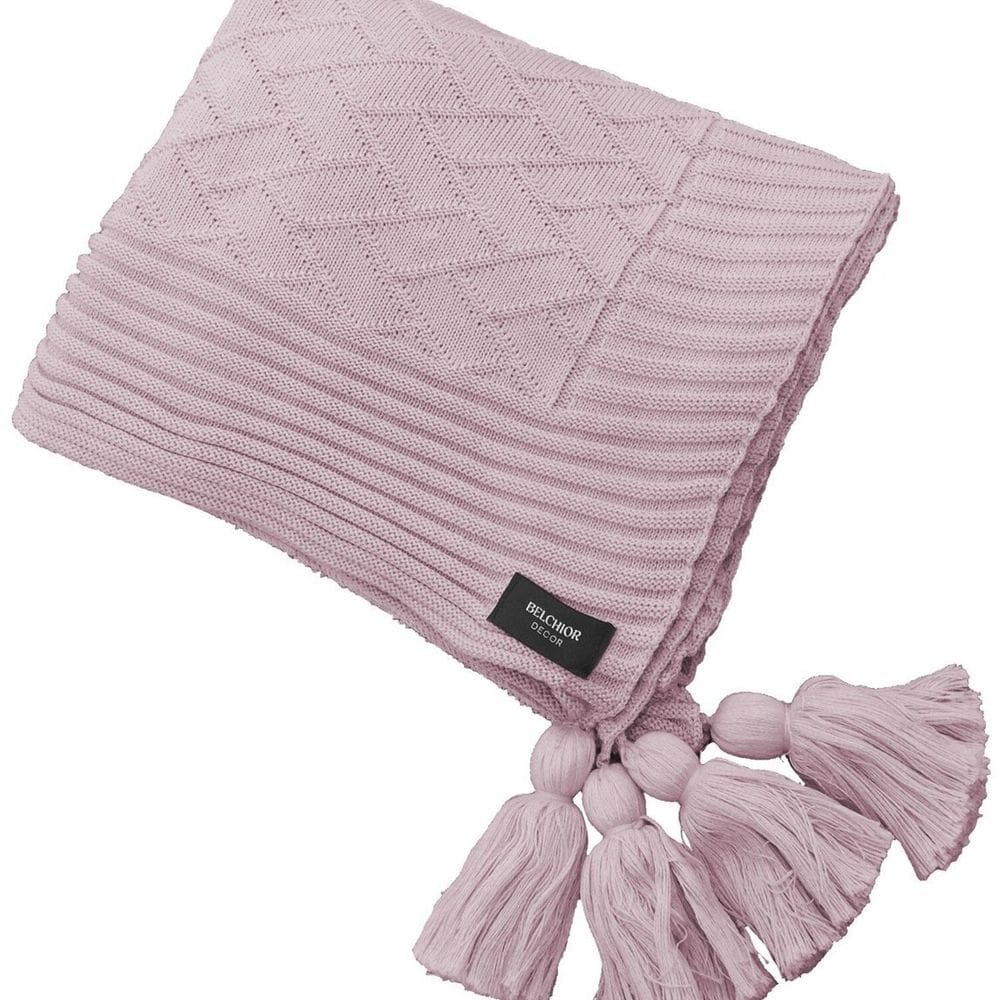 Manta Peseira de Tricot 90x180 Cm com Tassel Link Rose