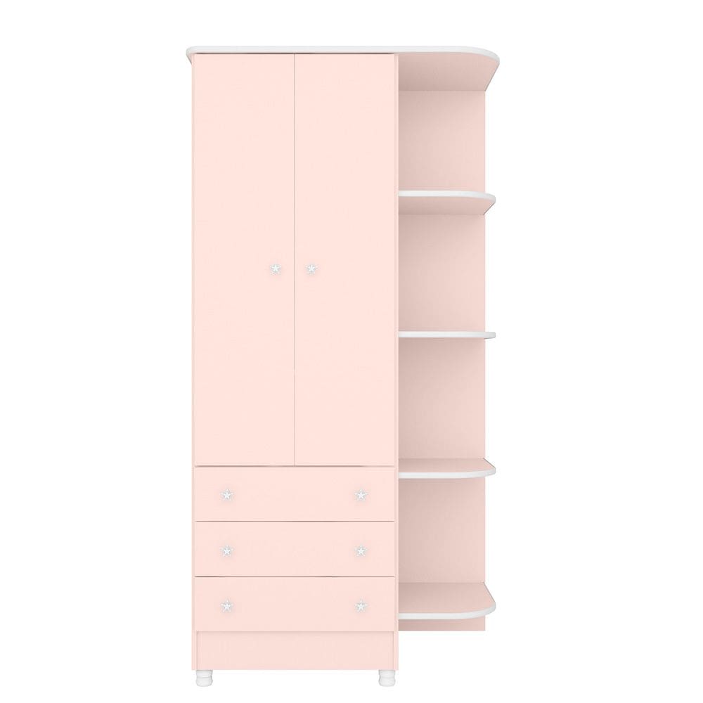 Guarda Roupa 2Portas 3Gavetas Doce Sonho Rosa Acetinado - Montanaris Decor