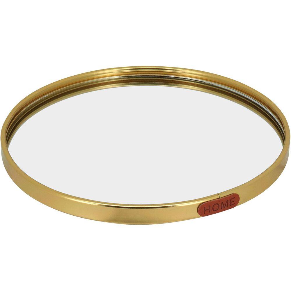 BANDEJA ESPELHADO METAL 23x23cm DOURADO DECORATIVA PARA SERVIR LAVABO