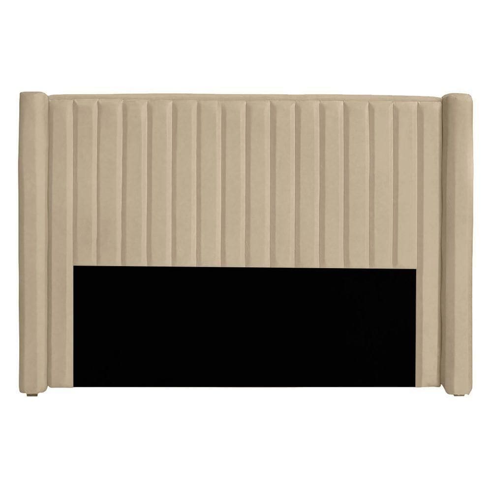 Cabeceira Casal Estofada Para Cama Box Alicia Veludo Cor Bege