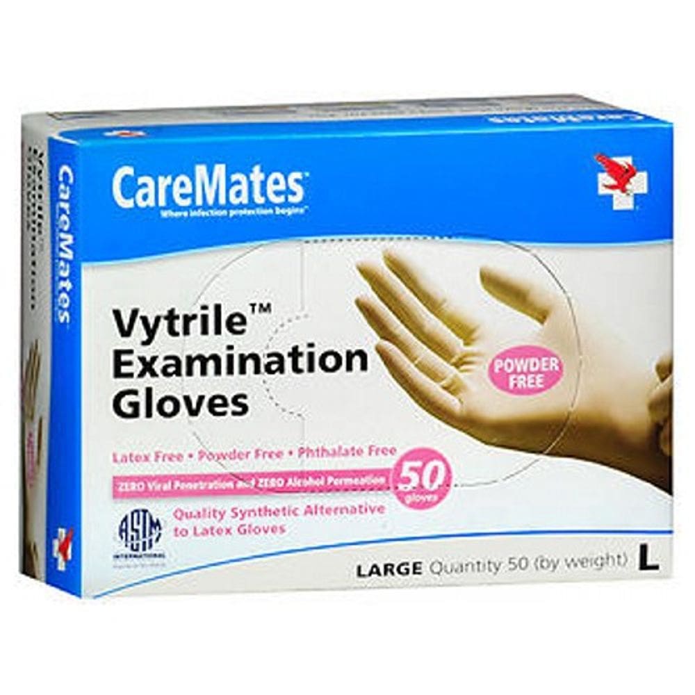 Luvas de exame Caremates Vytrile-Pf grandes 50 cada por Caremates (pacote com 6)
