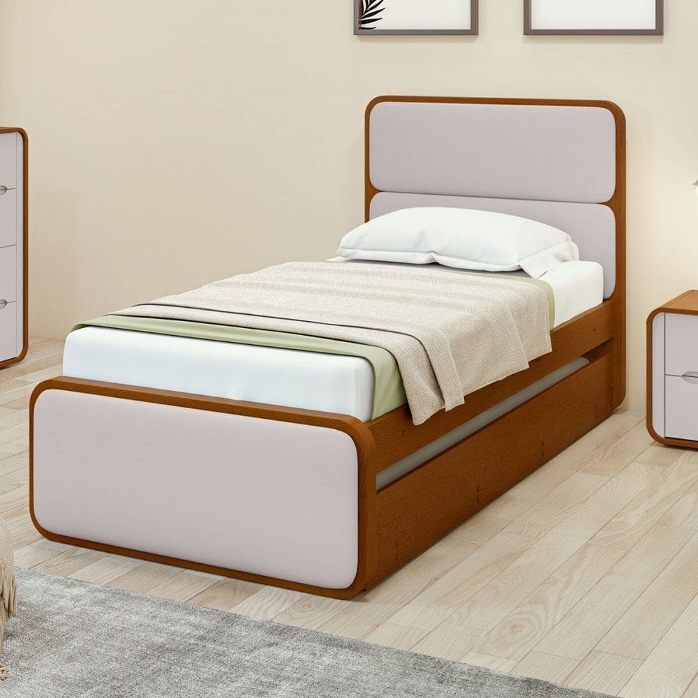 Cama Solteiro Loop com Auxiliar Frassino - Móveis Lopas