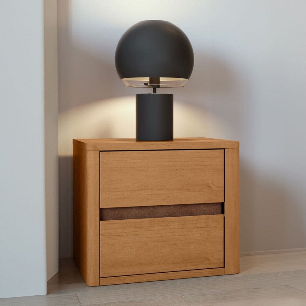 Mesa de Cabeceira Leder 2 Gavetas Amêndoa Clean - Móveis Lopas