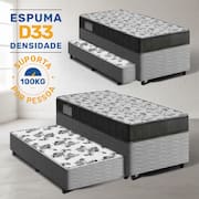 Cama Box Bicama com Colchão de Espuma D33 Ortobom ISO 100 + Auxiliar de Espuma Unique Solteiro 88cm